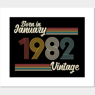 Vintage Born in January 1982 Posters and Art